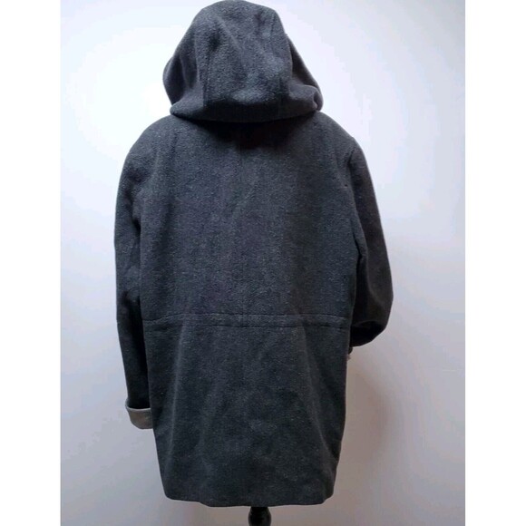London Fog Women's‎ 100% Wool Grey Coat Hood Sz XL Square Pockets Lined Full Zip - Picture 15 of 16